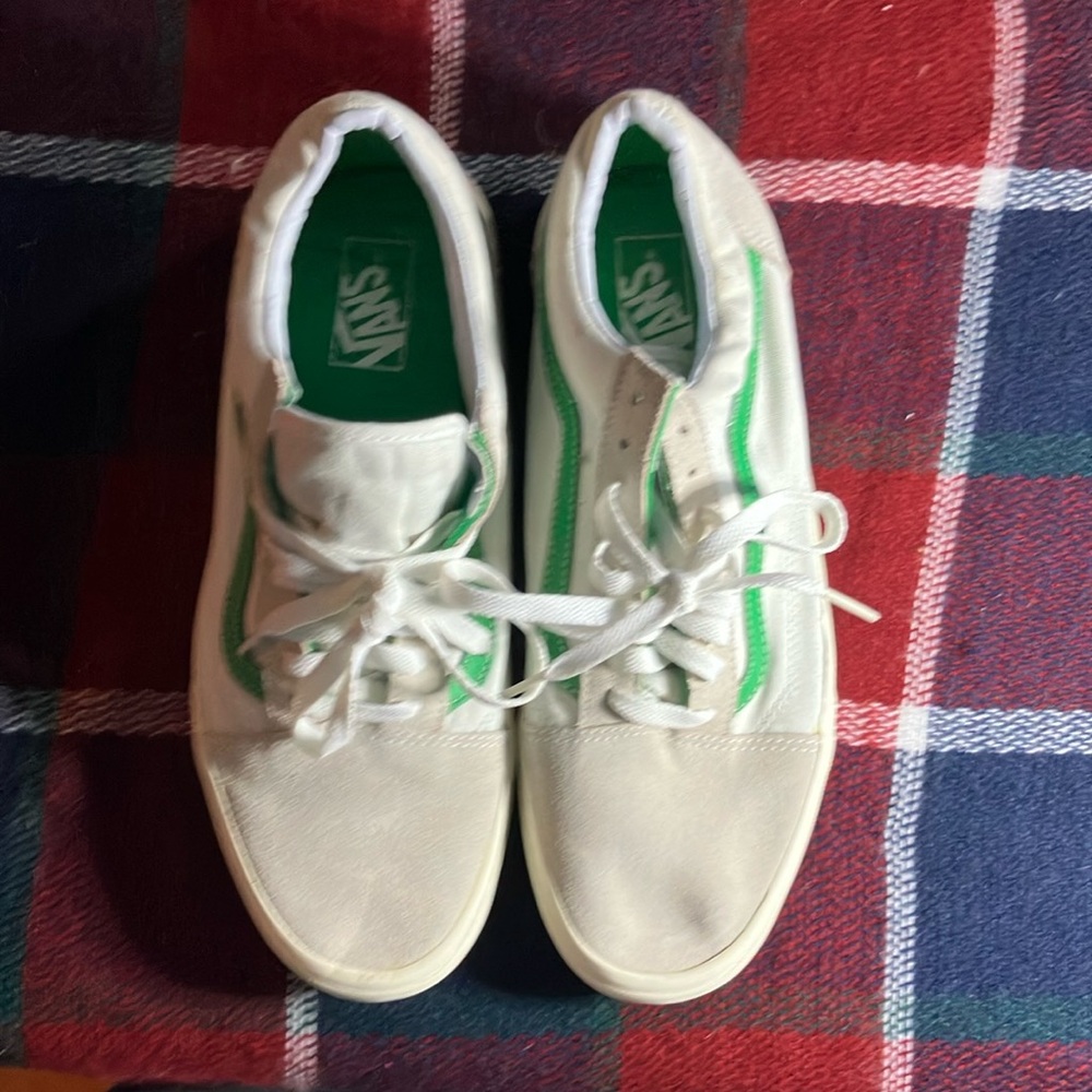 Vans White and Green Sneakers
